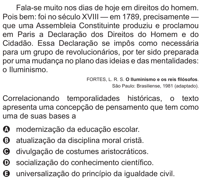 Questão 49 no caderno Azul do ENEM 2017