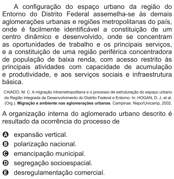 Questão 52 no caderno Azul do ENEM 2017