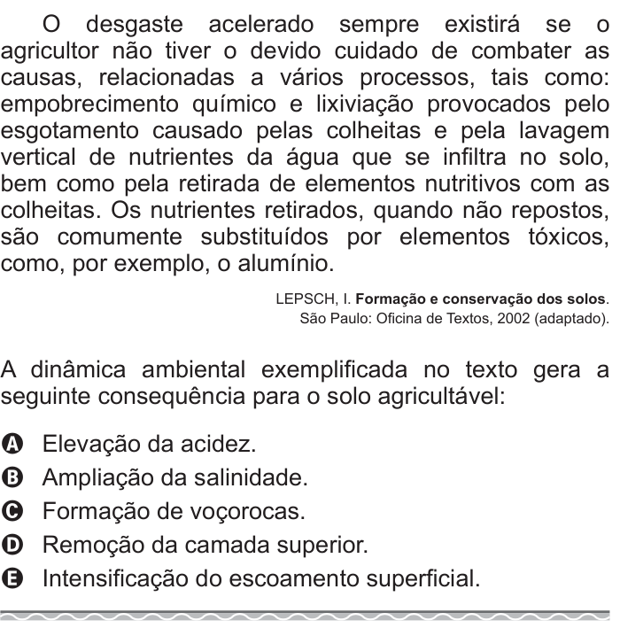 Questão 55 no caderno Azul do ENEM 2017