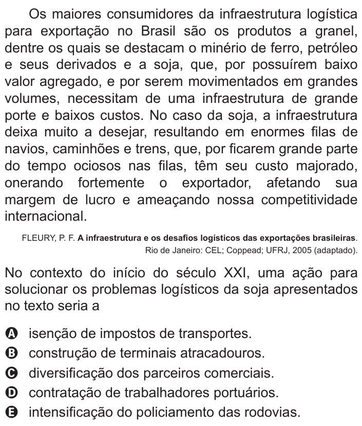 Questão 56 no caderno Azul do ENEM 2017