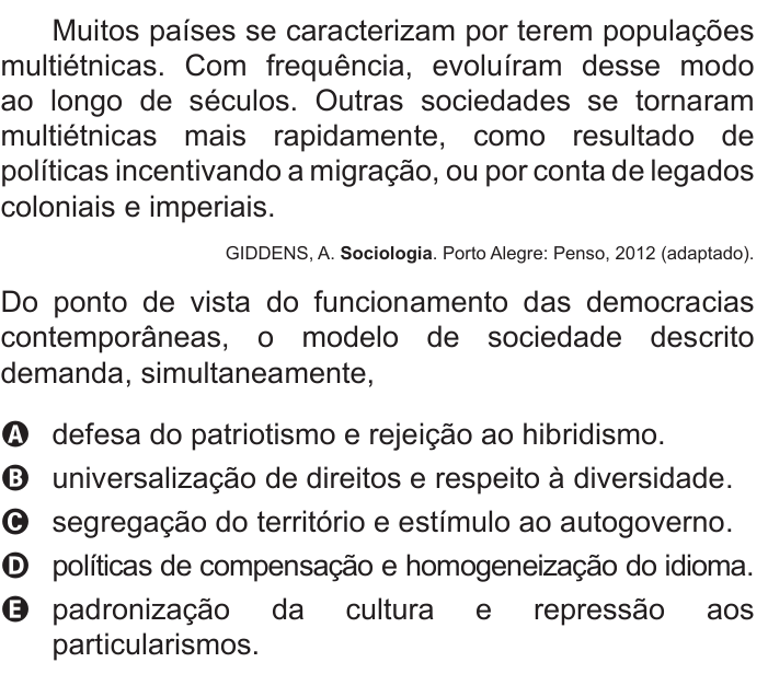 Questão 58 no caderno Azul do ENEM 2017