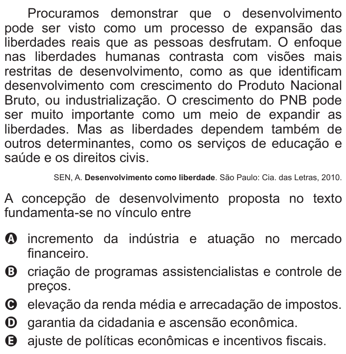 Questão 60 no caderno Azul do ENEM 2017