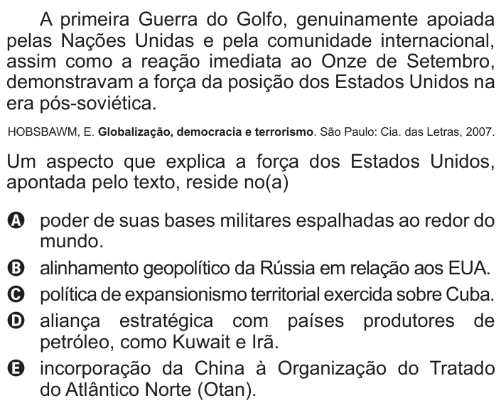 Questão 61 no caderno Azul do ENEM 2017