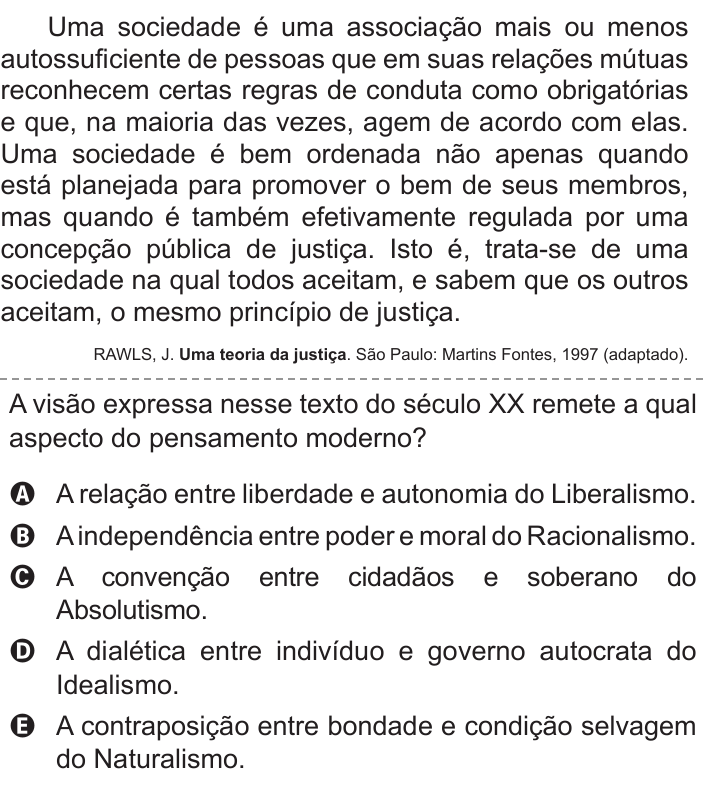 Questão 64 no caderno Azul do ENEM 2017