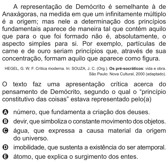 Questão 65 no caderno Azul do ENEM 2017