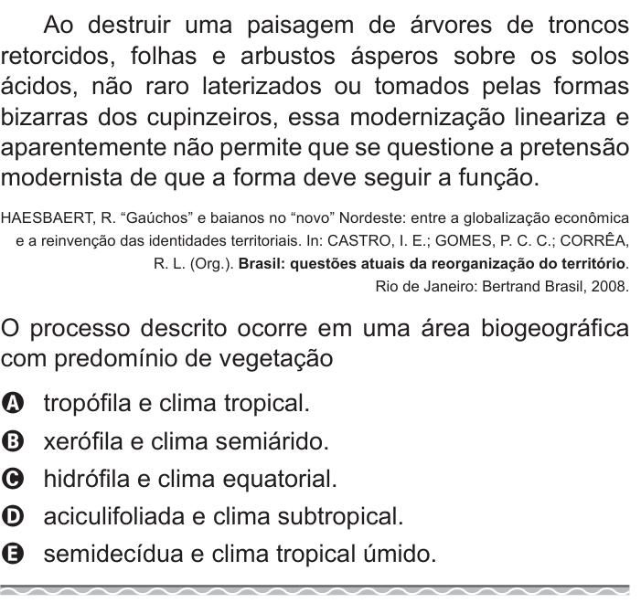 Questão 68 no caderno Azul do ENEM 2017