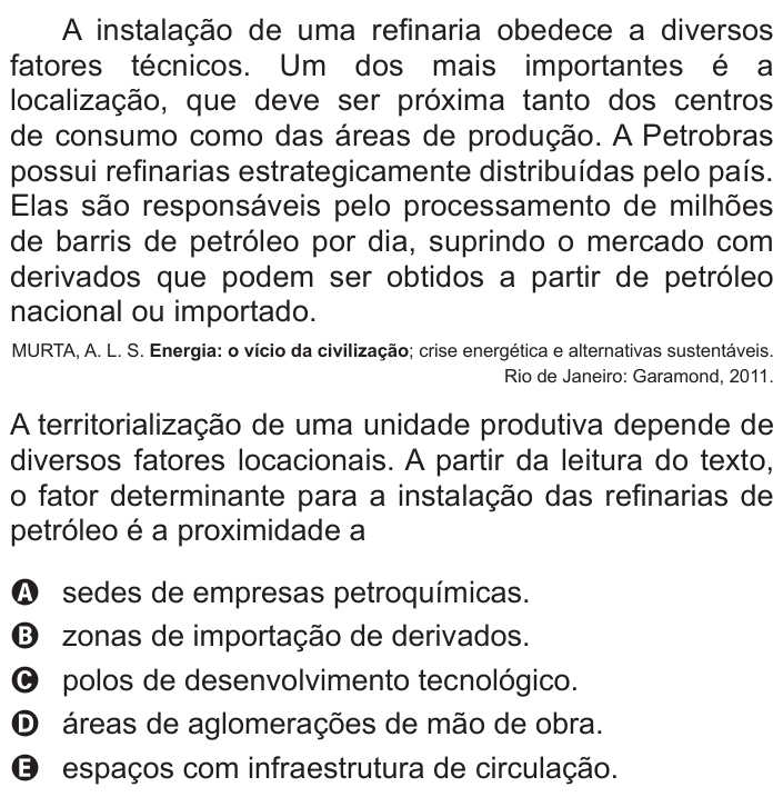Questão 69 no caderno Azul do ENEM 2017