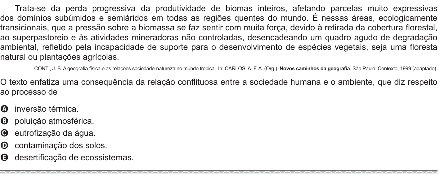 Questão 72 no caderno Azul do ENEM 2017
