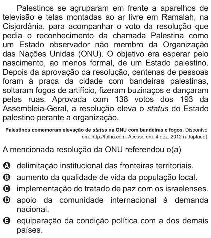 Questão 75 no caderno Azul do ENEM 2017