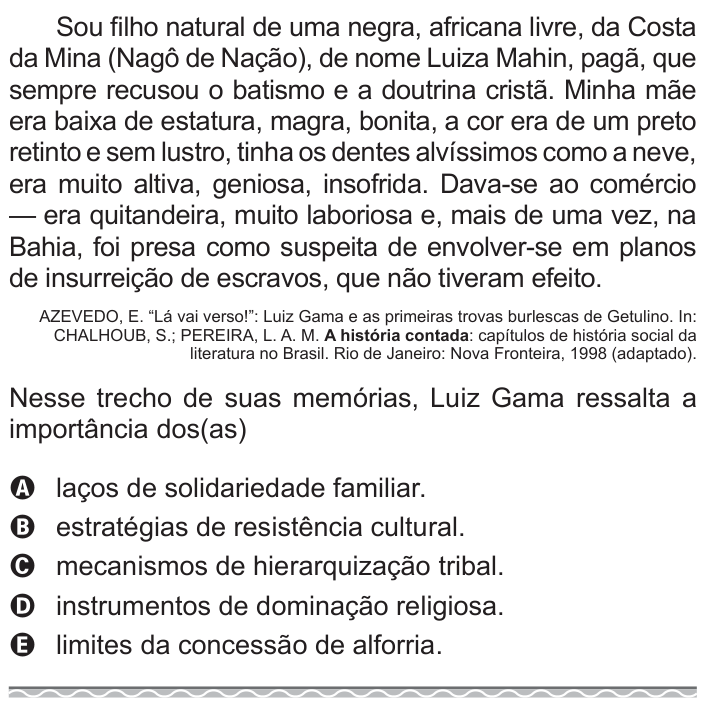Questão 76 no caderno Azul do ENEM 2017