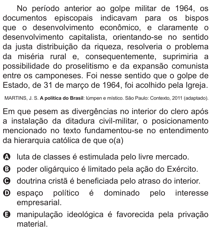 Questão 83 no caderno Azul do ENEM 2017