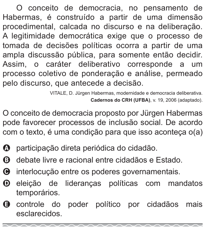 Questão 84 no caderno Azul do ENEM 2017
