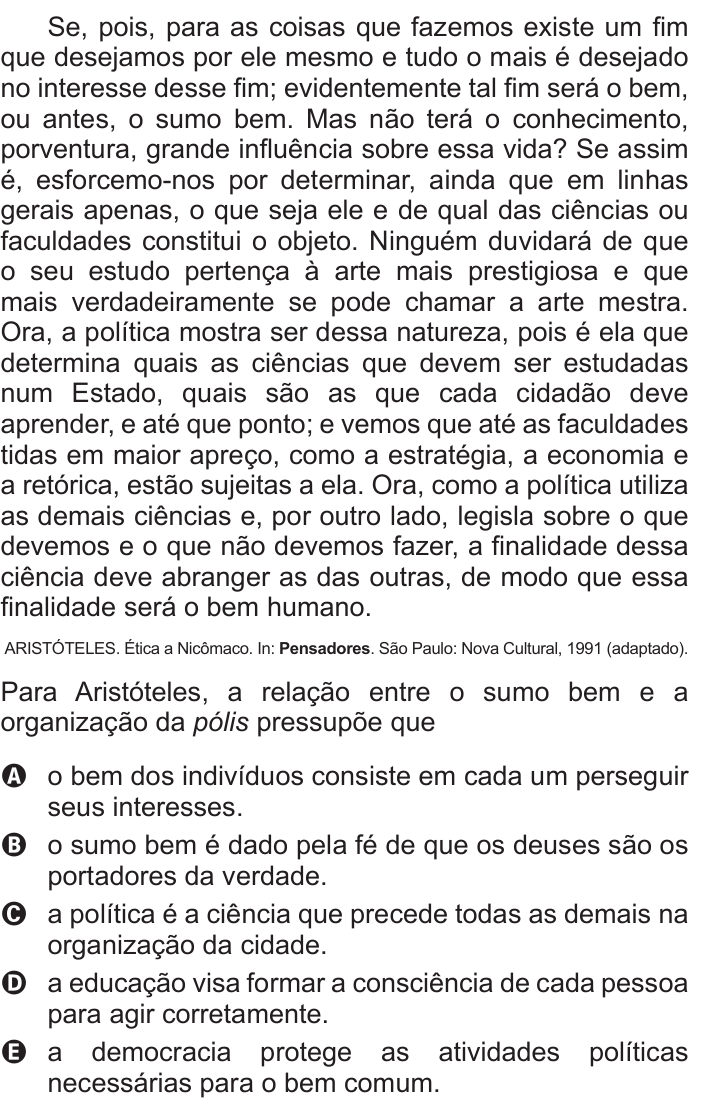 Questão 88 no caderno Azul do ENEM 2017