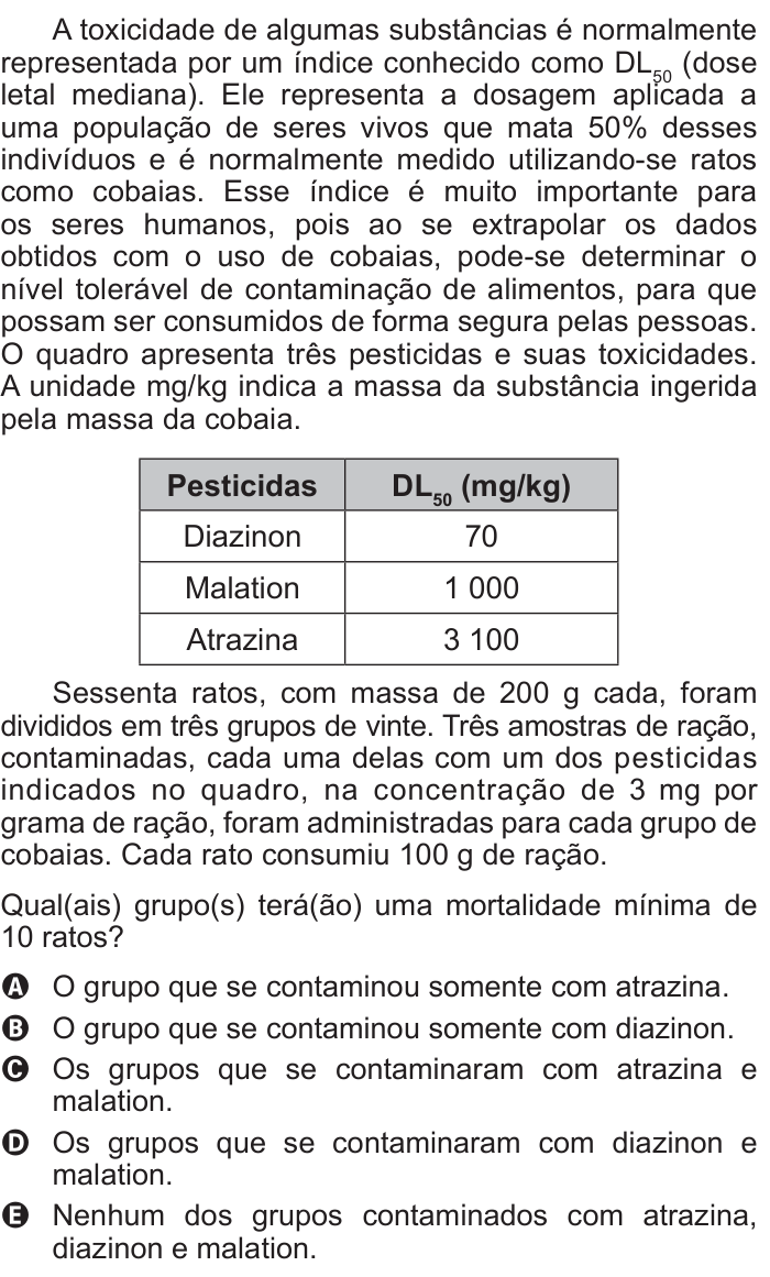 Questão 91 no caderno Azul do ENEM 2017