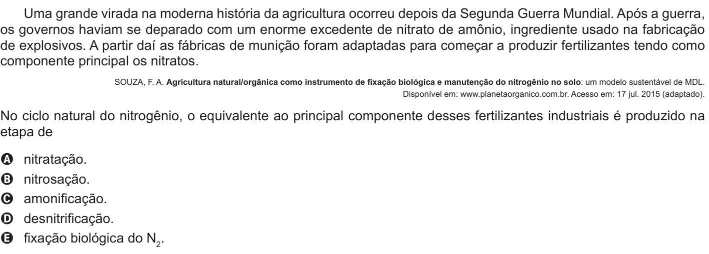 Questão 96 no caderno Azul do ENEM 2017