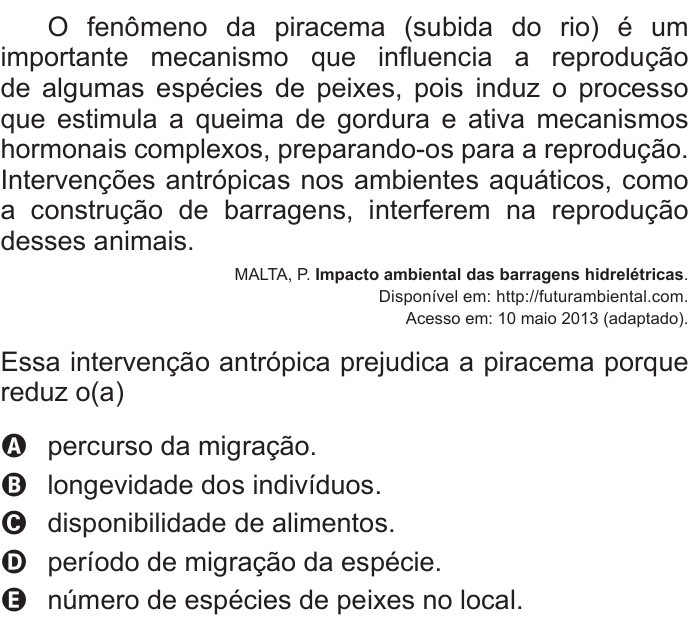 Questão 109 no caderno Azul do ENEM 2017