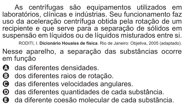 Questão 115 no caderno Azul do ENEM 2017