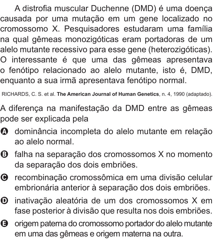 Questão 117 no caderno Azul do ENEM 2017