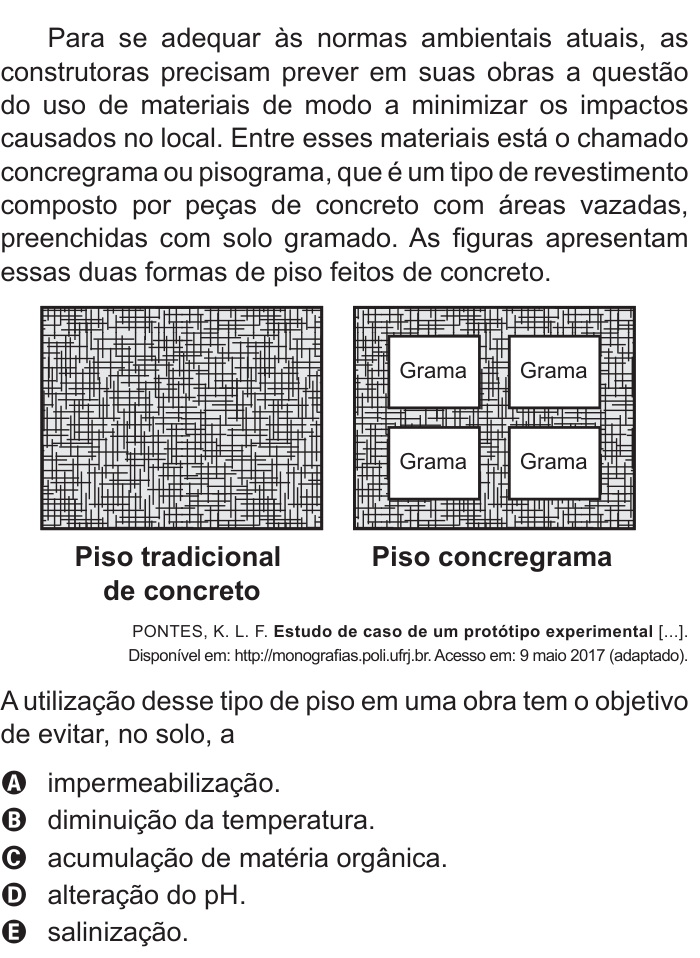 Questão 118 no caderno Azul do ENEM 2017