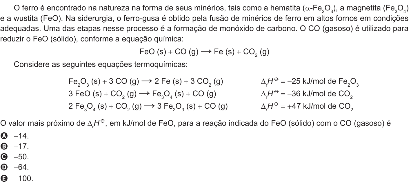 Questão 124 no caderno Azul do ENEM 2017