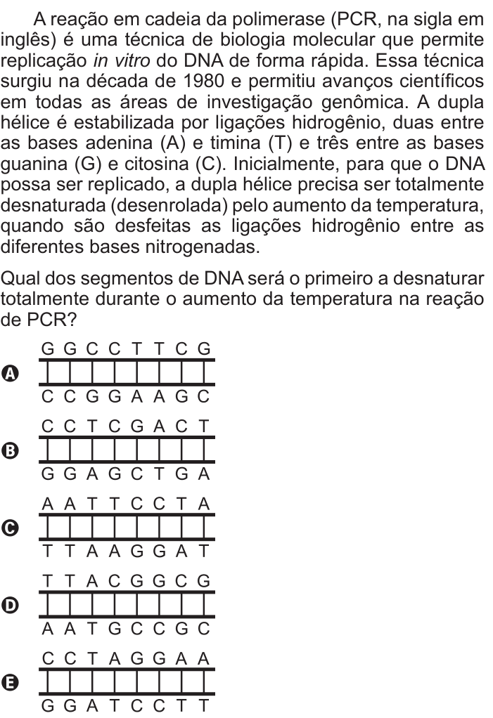 Questão 125 no caderno Azul do ENEM 2017