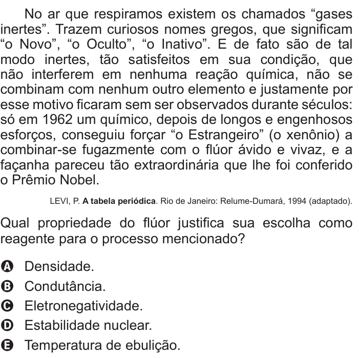 Questão 126 no caderno Azul do ENEM 2017