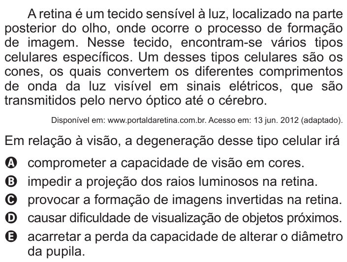 Questão 128 no caderno Azul do ENEM 2017