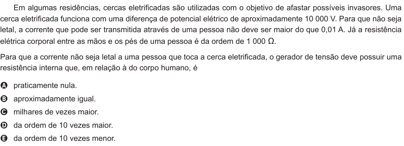 Questão 129 no caderno Azul do ENEM 2017