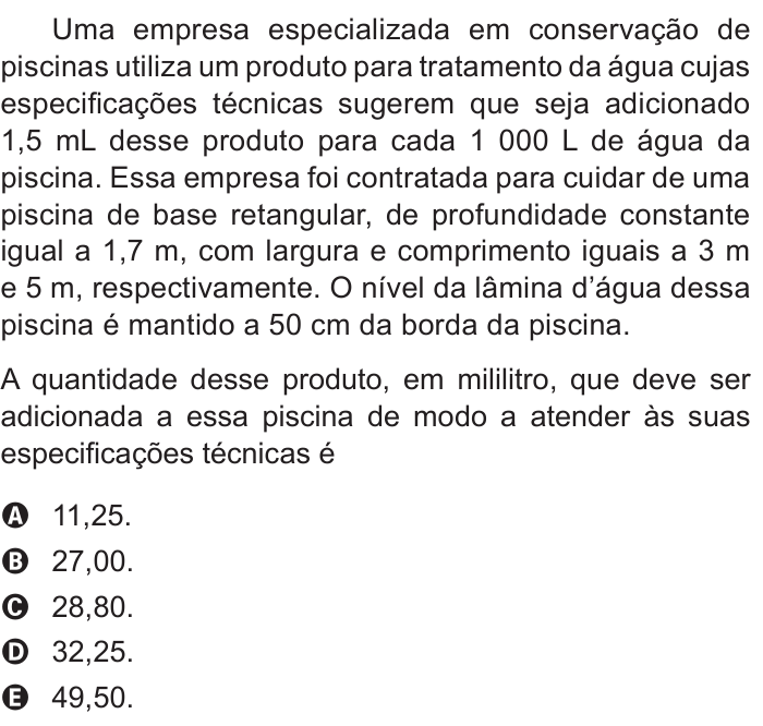 Questão 144 no caderno Azul do ENEM 2017