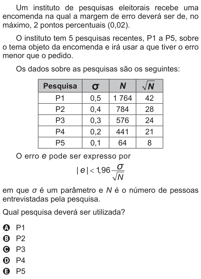 Questão 145 no caderno Azul do ENEM 2017