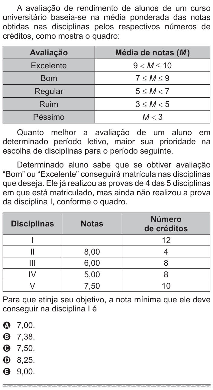 Questão 151 no caderno Azul do ENEM 2017