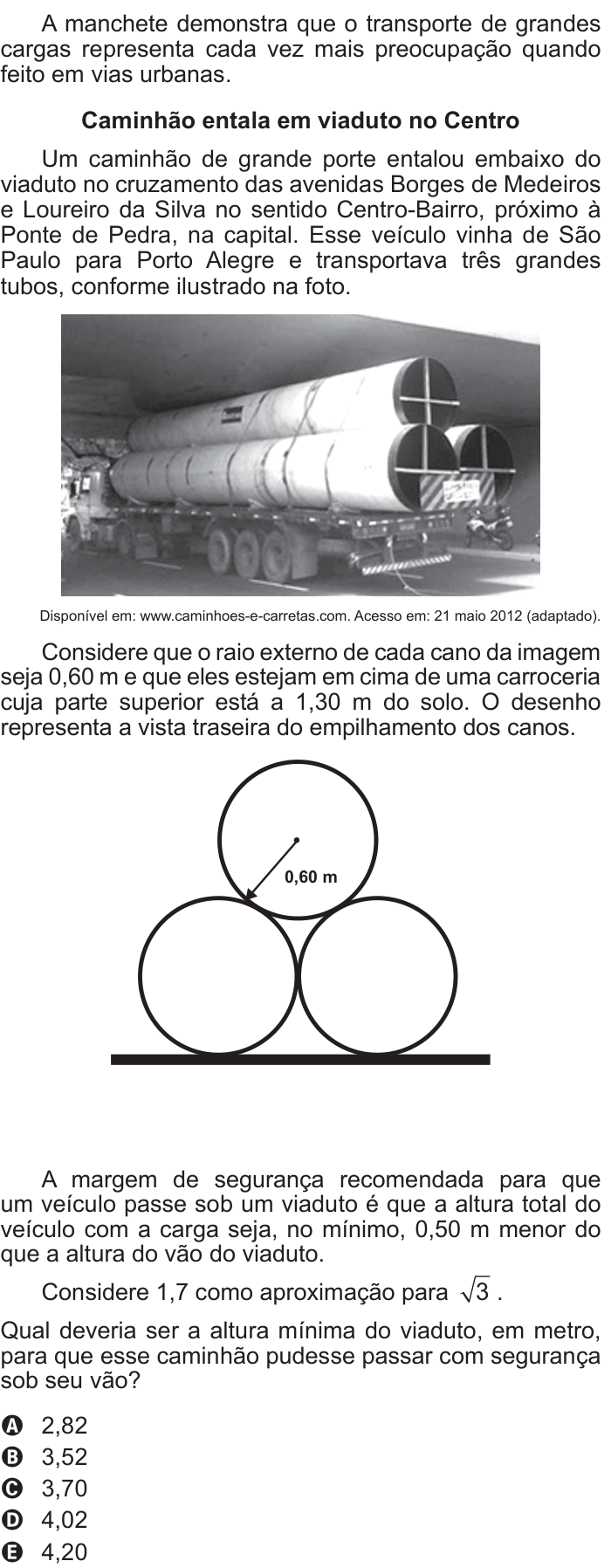 Questão 153 no caderno Azul do ENEM 2017