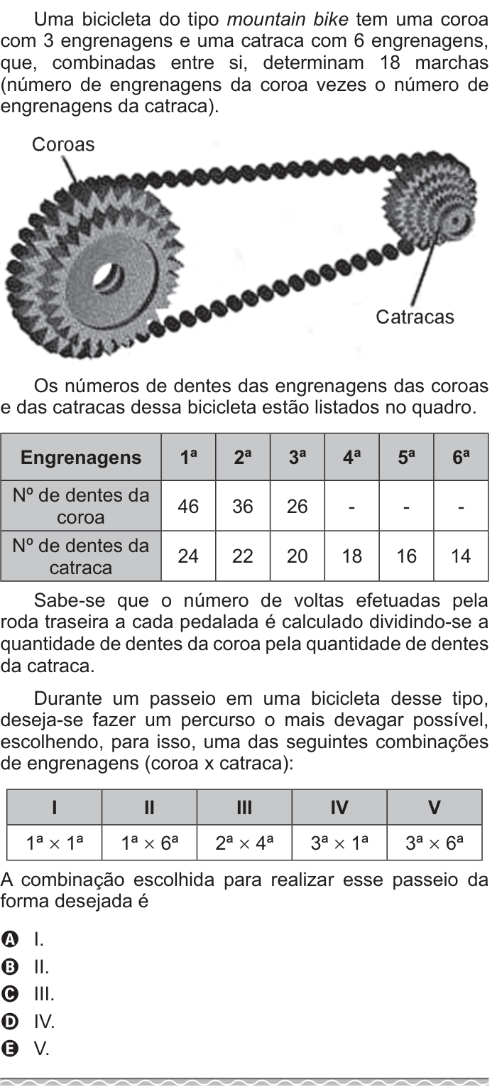 Questão 159 no caderno Azul do ENEM 2017