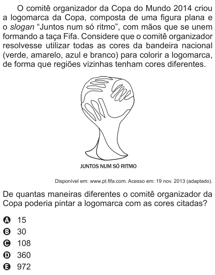 Questão 160 no caderno Azul do ENEM 2017