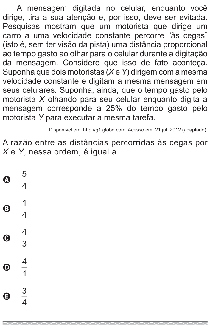 Questão 164 no caderno Azul do ENEM 2017