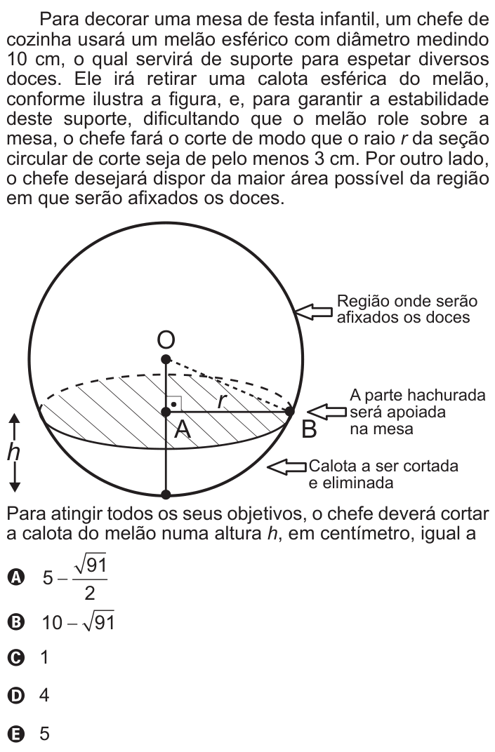 Questão 167 no caderno Azul do ENEM 2017