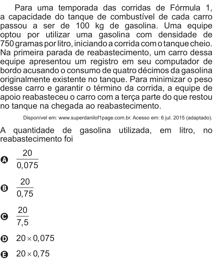 Questão 173 no caderno Azul do ENEM 2017