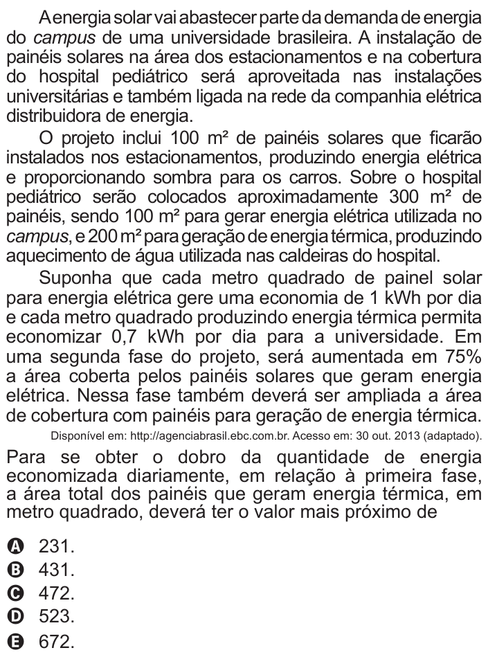 Questão 176 no caderno Azul do ENEM 2017