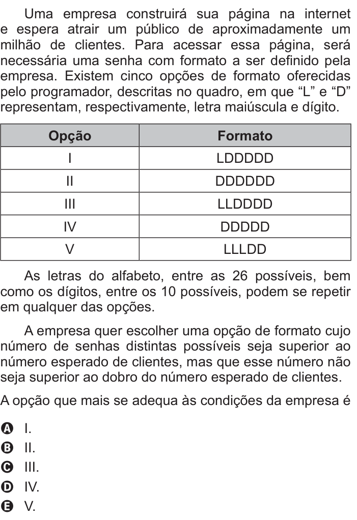 Questão 177 no caderno Azul do ENEM 2017