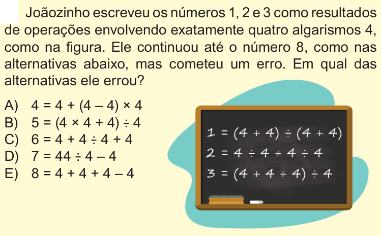 Questão 3 no caderno Nível 1 da OBMEP 2018