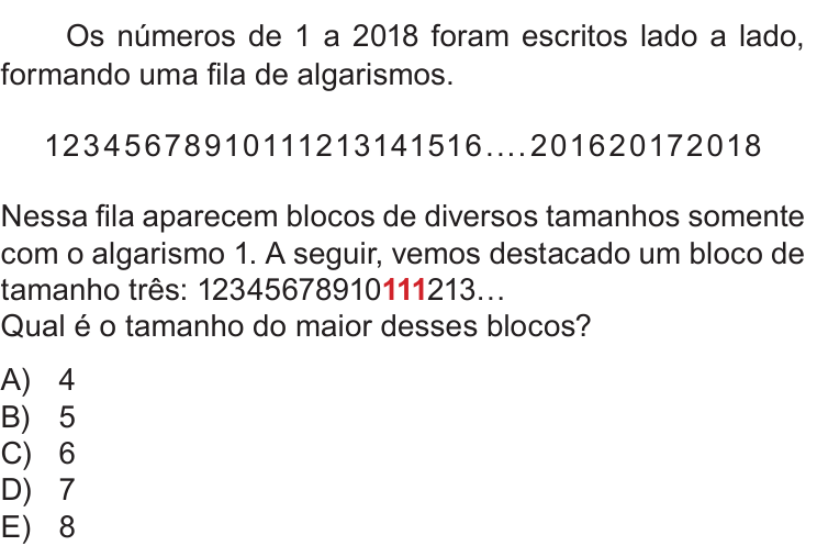 Questão 12 no caderno Nível 1 da OBMEP 2018