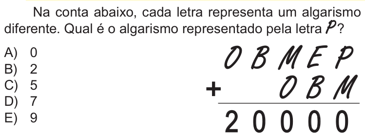 Questão 14 no caderno Nível 1 da OBMEP 2018