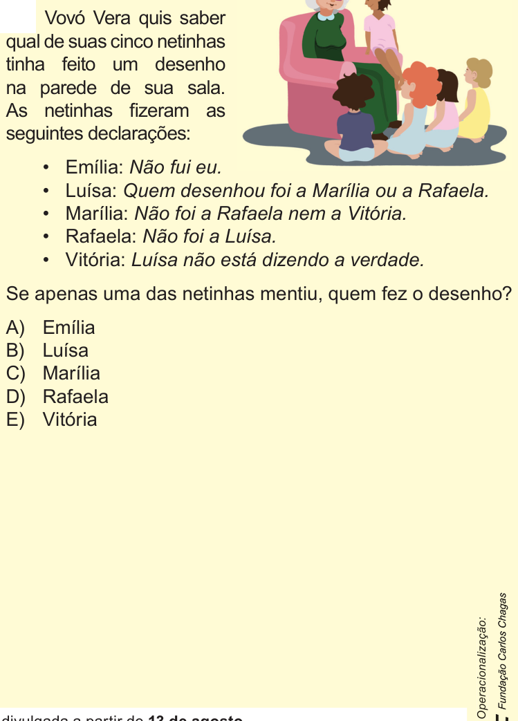 Questão 20 no caderno Nível 1 da OBMEP 2018