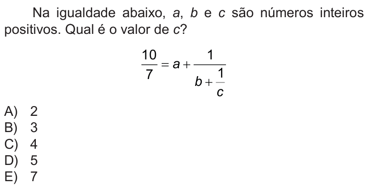 Questão 10 no caderno Nível 2 da OBMEP 2018