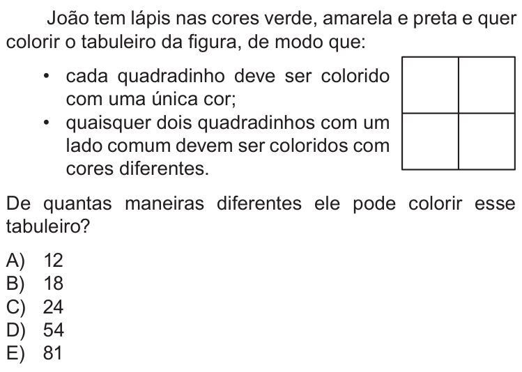 Questão 14 no caderno Nível 2 da OBMEP 2018