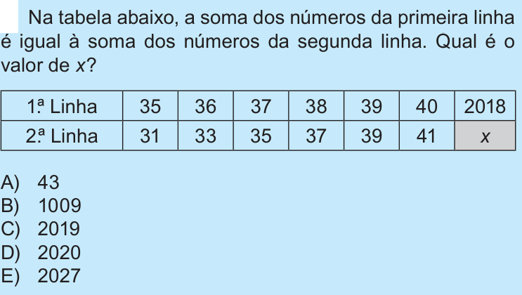 Questão 1 no caderno Nível 3 da OBMEP 2018