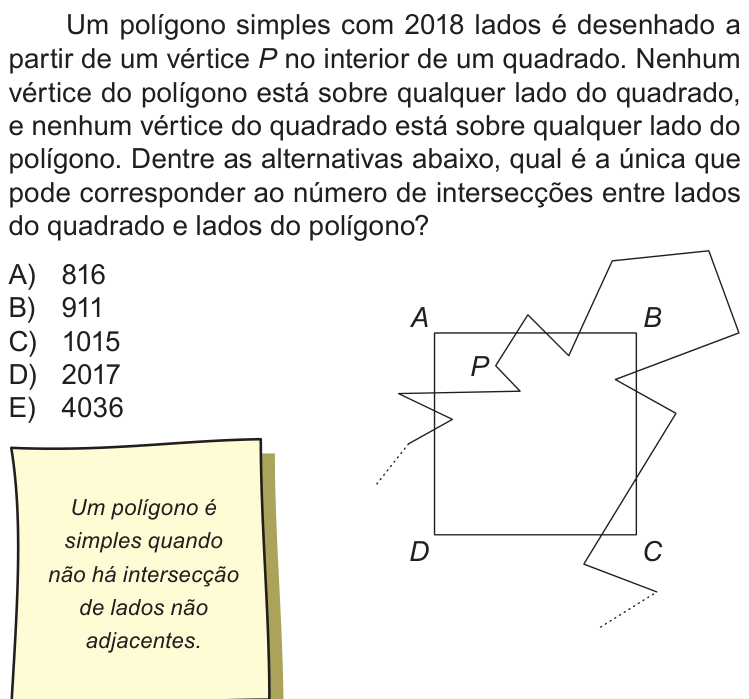 Questão 15 no caderno Nível 3 da OBMEP 2018