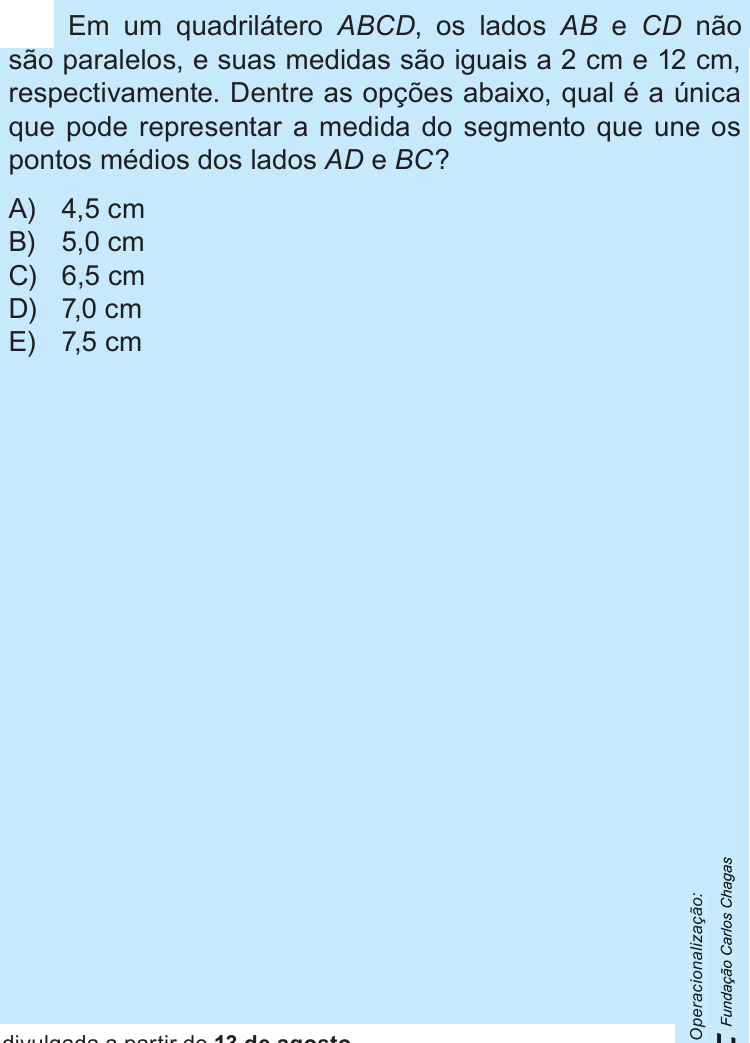 Questão 20 no caderno Nível 3 da OBMEP 2018