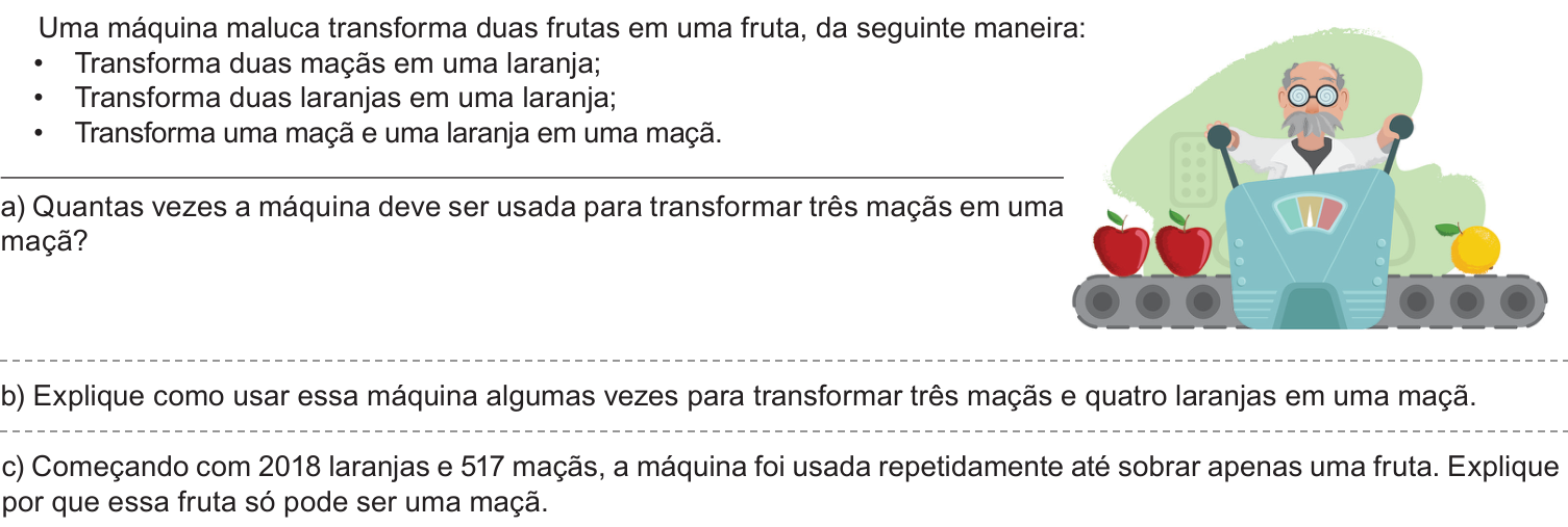 Questão 1 no caderno Nível 1 da 2ª fase da OBMEP 2018