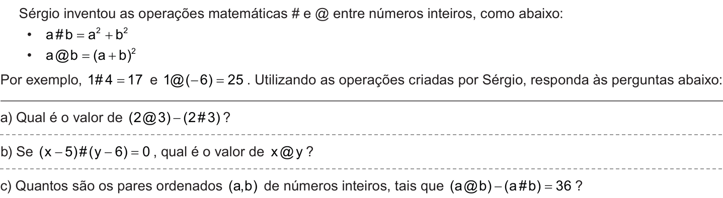 Questão 3 no caderno Nível 3 da 2ª fase da OBMEP 2018